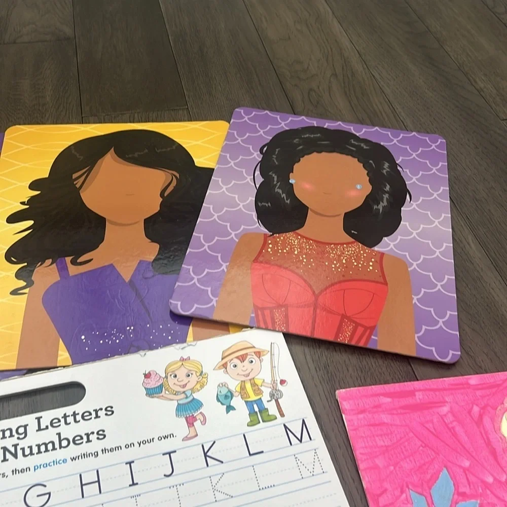 Bundle of children activities and crafts, sticker puzzles, and sticker faces